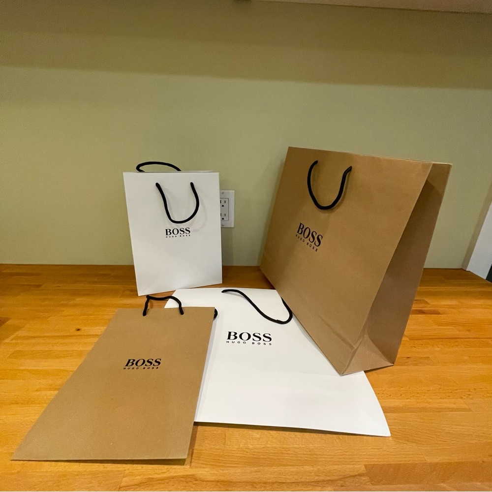 Hugo Boss White and Tan Gift Bags